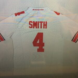 😌Jeremiah Smith White Stitched Jersey Vapor💖